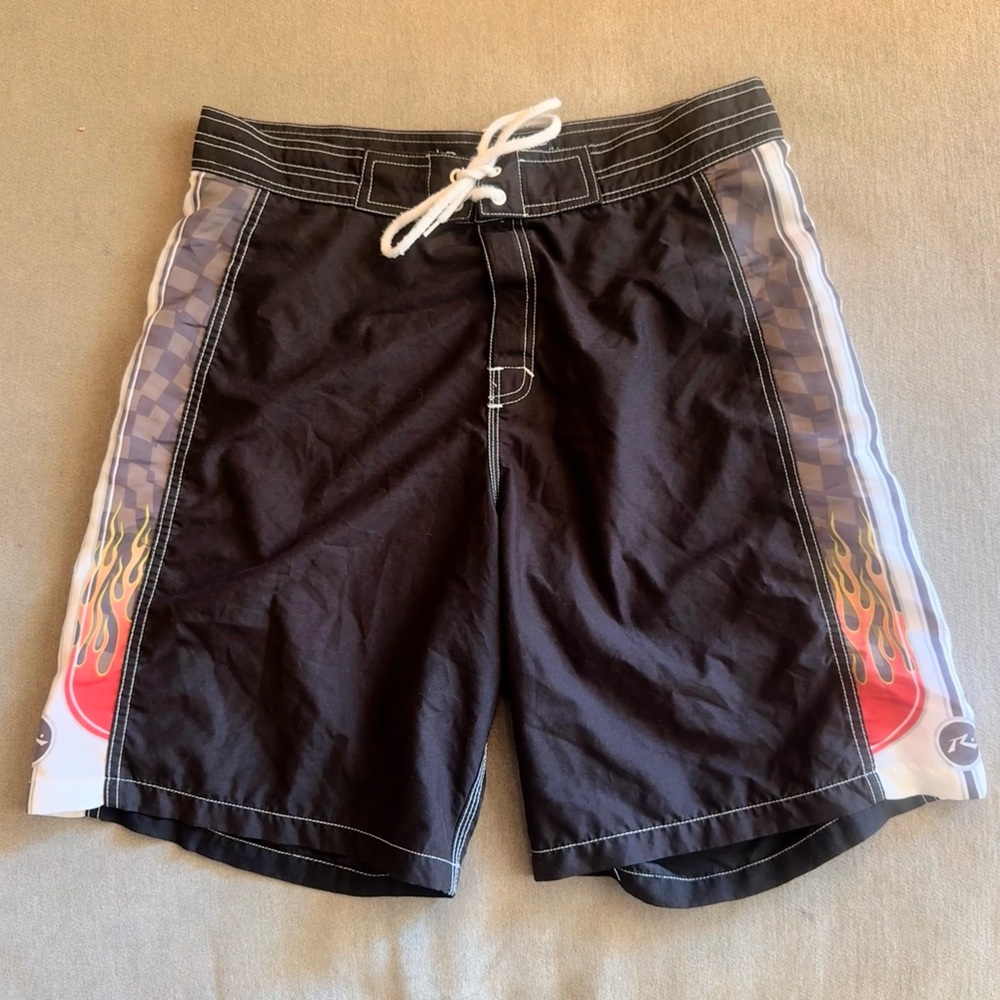 Vintage Rusty Board Shorts w/ Checkered Flame Side Panels